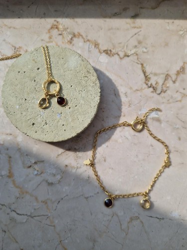 Zestaw Szczęścia - naszyjnik i bransoletka z cytrynem i granatem