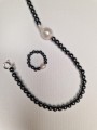 Grafitowy naszyjnik z kamieni z perłą barokową i łańcuszkiem