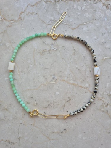 Letni naszyjnik miętowo-panterkowy