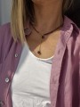 Elegancki zestaw biżuterii z granatów i czarnych pereł - naszyjnik i  bransoletka