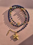 Naszyjnik ze złotą gwiazdą z lapis lazuli i turkusów