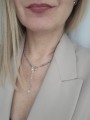 Srebrny naszyjnik z labradorytów, hematytów i pereł z zawieszkami