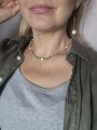 Zielony naszyjnik matcha z jaspisów, korali i pozłacanego srebra