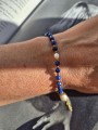Kobaltowa bransoletka z lapis lazuli i naturalnych pereł